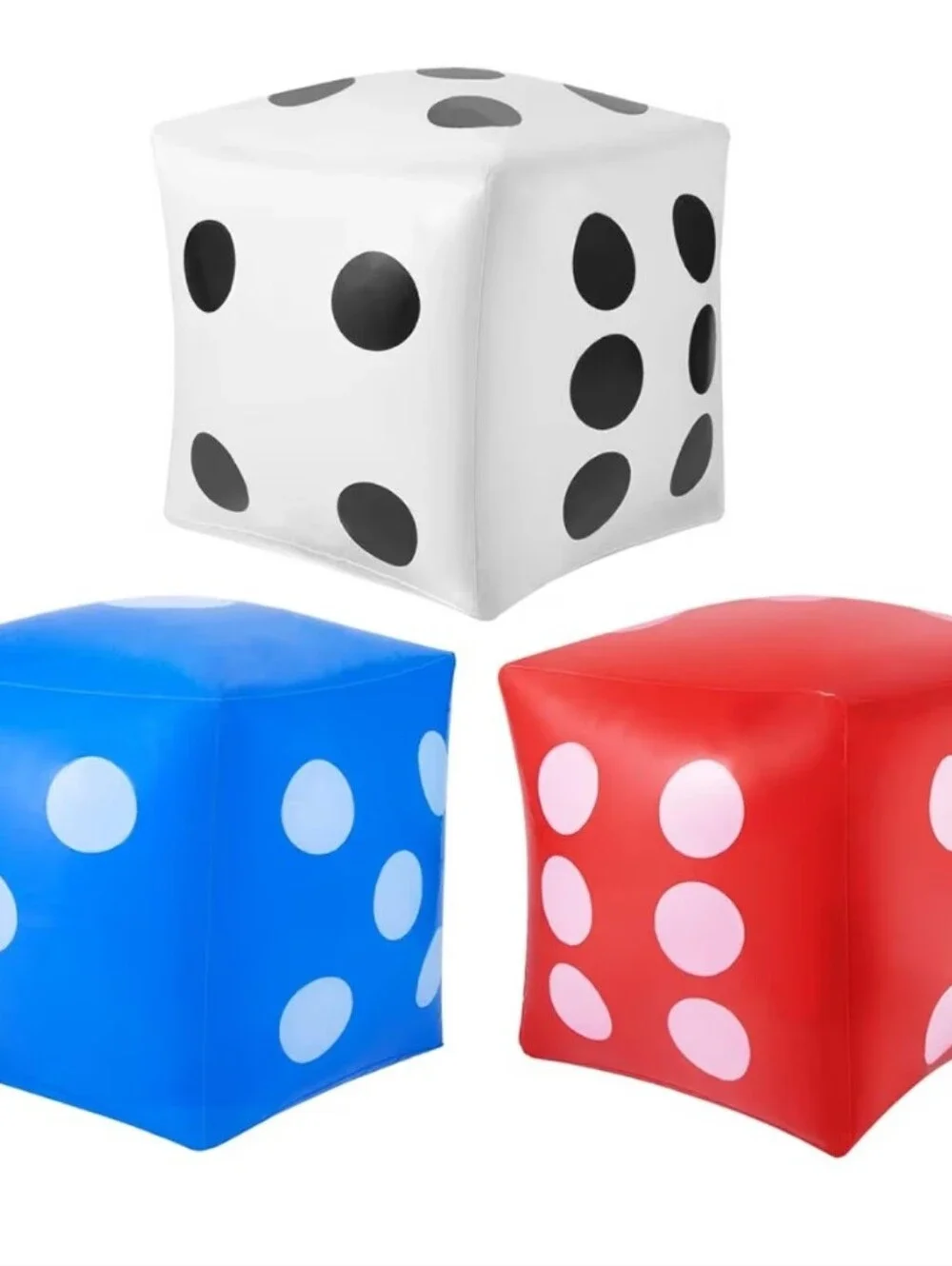 NWT, 3 Piece Inflatable Dice - White, Blue & Red